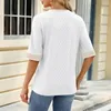 Women's Blouses Loose Fit Women Top Golden Lace V-neck T-shirt For Streetwear Tops With Short Sleeve Pullover Style