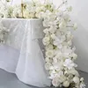 Dekorativa blommor White Luxury Wedding Floral Runner Arrangement Banket Event Table Centerpieces Ball With Candleholder Rose Orchid Flower