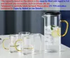 TEAWARE SETS 5 I 1 RESISTING GLASS SET - 1400 ML POT JUSE KOSTLE -flaska med plastlock 4st 300 ml kopp vattenkaffe muggar