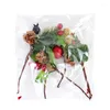 Decorative Flowers 5/10Pcs Mix Mini Artificial Berries Needles Pine Branch Christmas Tree DIY Wreath Gift Packaging Decorations Xmas Home
