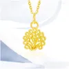 Chains Fl Gold 999 Auspicious Bird Peacock Hollow Out Pendant 3D Hard Au750 Chain Womens Boutique Jewelry Gift P204 Drop Delivery Neck Dhabs