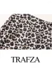 Women's Pants TRAFZA 2024 Woman Vintage High Waist Zipper Slim Trousers Women Leopard Print Decoration Loose Casual Long Streetwear
