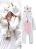 Pasgeboren kind Baby Girl Unicorn Flannel Romper Jumpsuit Outfit Warm Desse Winter5149926