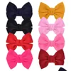 Hårtillbehör 4 tum Solid Bows Simple Clip for Kids Girls Boutique Hairgrips Handmade Party Headwear ZZ Drop Delivery Baby Mater Otgdz