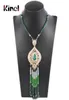 Кинель роскошные этнические длинные подвесные ожерелье для женщин Gold Gold Boho ручной работы винтажные свадебные украшения 2020 New19020226