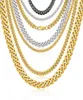 Mode Wholale Women Collier Bijoux personnalisé Collier de chaîne de liaison cubaine en acier en acier Gold 10 mm 10 mm