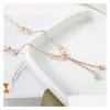 Anklets Temperament Butterfly Single Drill Tassel Anklet Female Korean Fashion Bracelet Accessories Wholesale Drop Delivery Jewelry Dhqhs