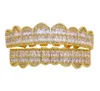 Hip Hop Grillz per uomini Donne Diamonds Dentals Grills 18K Gold Placted Rapper Rapper Gold Crystal Denti gioielli5206852