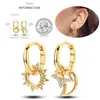Hoop oorbellen 2024 925 Silver Earring Sparkling Zirkoon Pave Round Heart For Women Fashion Stud sieraden Gift