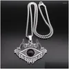 Pendant Necklaces Gothic Skl Satan Demon Eye Chain Necklace For Men Women Red Color Stainless Steel Retro Goat Head Jewelry N9619S02 Dhswp