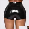 Women'S Shorts Glossy Bag Hip Latex Y Bottom Underwear Women High Waist Leather Pants Short Erotic Shiny Sha Pvc Drop Delivery Appare Dham1