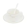 Koppar Saucers 2 Set Bone China Coffee Cup Ceramic Saucer Set porslinmjölk med sked