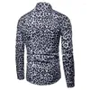 Camicie casual maschile Trend Man Club Shirt Leopard Shirt di alta qualità Società a maniche lunghe Chemise Homme Dress