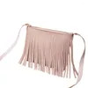 Bag 2024 Women PU Leather Crossbody Solid Color Boho Hippie Phone Gypsy Bohemian Long Fringe Female Shoulder