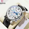 Wallwatches Chenxi 973 Reloj de negocios multifunción Moner Fase impermeable Roma Reloj de cuero de cuero de diale de marco de pulsera de pulsera