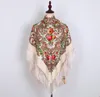 Sjalar ryska scarf ukrainska fransade traditionella blommiga polska kvinnor nacke huvud wrap vintage antik hijab poncho9048094