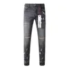 Hot New Fashion Slim Purple Brand Jeans Men Vintage wash Distressed High Street Slim Fit Black Paint Old Trend Hip Hop Jeans