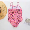 One-pièces 2024 Girl One Pieces Swimwear Leopard Print Childrens Swimsuit pour filles 7-14 ans