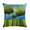 Travesseiro verde tampa de árvore de gramado linho/algodão tampas de algodão Couch Home Decorative Pillows T87