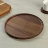 Esteras de mesa Circular Black Walnut Wood Wood Style Showing Plate Coffee Tea Pizza