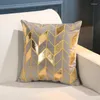 Kudde lyxig mjuk sammet täcker dekorativt fall parti modern guld pu geometrisk broderi soffa stol koussin