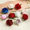 Decorative Flowers 5Pcs Wine Red Rose Artificial Silk Flower Heads Home Wedding Christmas Wreath Scrapbook Cake DIY Decor Fake