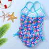 Jednoczęściowe dziewczęta jednoczęściowe kwiatowy nadruk Flamingo Swimsuit Bikini Bathing Kąpiel Szybkie suche ubrania pływające