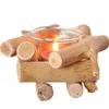 Candle Holders Ins Style Simple Wooden Candlestick Idyllic Glass Creative Ornament Po Prop Home Decoration