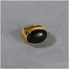 Anneaux de bande Fashion Ol Black Agate Diamond Ring For Men / Women Niche Design Advanced 2023 TREND Vintage Jewelry Accessories Drop Dever Dhopm