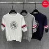 TB Classic Four Bar Dog Embroidery Round Round Neck Ice Silk Break Korte Sleeve T-Shirt 2024 Lente/zomer Nieuwe top
