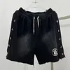 2024 Sommer Black Rose Shorts Männer Frauen gewaschene Kordelzug lässig losen Shorts