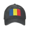 Bollmössor flagga från Rumänien baseball cap running hippie andningsbar tvättade trucker hatt kvinnor män klassisk anpassad logotyp snapback