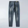 Ontwerper voor heren herfst Brand Jeans Slim-Fit Slim Fit Dikke geborduurde blauwgrijze broek modebroek