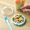 Dinnerware Plastic Cup Reusable Double Layer Up And Down Fresh Colors Modern Style Lunch Box Oat Wet Separation Salad