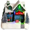 Party Decoration Christmas Village House Collectible Building Figures Led Light Xmas Home Decent Accent Tablett Dekorationer Gift For Women
