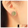 Stud New Simple Druzy Stone Earrings For Ladies Round Resin Gold Women Fashion Jewelry In Bk Epacket Drop Delivery Dhzn0