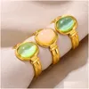 Solitaire Ring Opal Géométrique 14K Anneaux d'or jaune pour la largeur du cercle Open Fashion Bijoux de Noël Cadeaux de Noël Drop Livraison Dhyhe