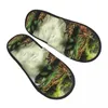 Slippers Winter Slipper Woman Man Fluffy Warm Tropical Forest Stream And Sika Deer House Shoes