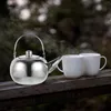Dinnerware Sets Stainless Steel Tea Kettle Whistling Water For Stovetops Gas Electric Induction Pour Over Coffee ( Silver 1L )