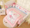 New arrival 7Pcs Newborn Crib bedding set elephant Baby bedding set For Girl Baby bed sets Cuna quilt Bumper bed skirt Fitted2037762