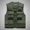 Multi Pocket Mens Vest Outdoor Tactical Hunting Sports Vest Heren Solid Color Ademend V-Neck Plus Size 7xl Colete Masculino 240408