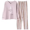 Vêtements maison automne hiver chaud chaud épais femelle pyjamas long manches longues rond carton coton loisir femmes pyjamas set m-xxl somnifères