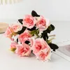 Flores decorativas Falsas artificiais rosa 10 cabeças buquê de seda com hastes de plástico para mesa de casamento Plantas centrais plantas de presente decoração de casa decoração