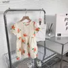 Girl's jurken meisje jurken jurk babymeisjes zomerse mouw prinses voor kinderen Franse stijl ronde nek katoen schattige cartoon casual clotnes c240413