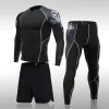 Zestawy Człowiek kompresyjny garnitur sportowy Szybkie wysuszenie pocenie się trening fitness Zestaw MMA Rashguard Male Sportsła do biegania ubrania biegowe