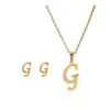 Oorbellen ketting a-z 26 letters kettingen en oorbel set met cadeaubon roestvrijstalen gouden choker initiële hanger vrouwen alfabet dhls6