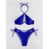 New Femmes S Sexy Color Color Hollow Steel Support Swimsuit