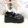 Dress Shoes Punk Black Red Gothic Lolita Shoe Thick Bottom Cosplay Anime Wedge Chunky Heels Cross Buckle Bowknot Fish Pendant Goth