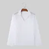 メンズカジュアルシャツ2024メンズシャツラペルロングスリーブソリッドカラールーズ韓国スタイルの衣類ストリートウェアS-5XLインセルを通して
