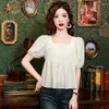 Frauenblusen französische Puffy Sleeve Top für Frauen 2024 Sommer Chic Design Feeling Small Fashion Fauzes Hemd